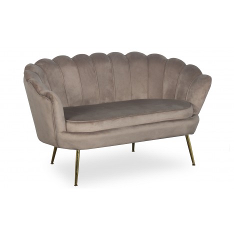 Canapé 2 places arrondi style boudoir glamour velours taupe Andersen - 