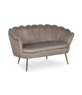 Canapé 2 places arrondi style boudoir glamour velours taupe Andersen - 