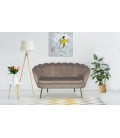 Canapé 2 places arrondi style boudoir glamour velours taupe Andersen - 