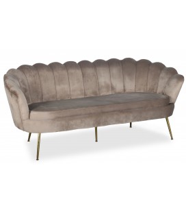 Canapé 3 places arrondi style boudoir glamour velours taupe Andersen