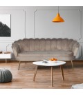 Canapé 3 places arrondi style boudoir glamour velours taupe Andersen - 