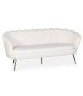 Canapé 3 places arrondi style boudoir glamour tissu bouclette crème Andersen - 