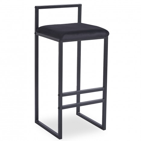 Tabouret de bar en métal noir et velours noir Andrea - 