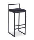 Tabouret de bar en métal noir et velours noir Andrea - 