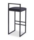 Tabouret de bar en métal noir et velours noir Andrea - 