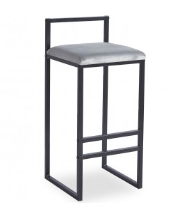 Tabouret de bar en métal noir et velours gris Andrea