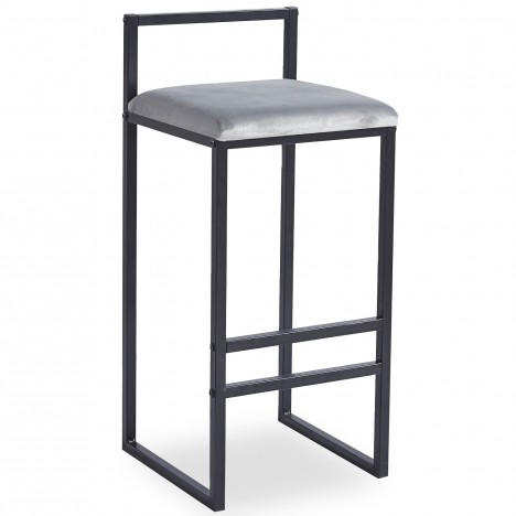 Tabouret de bar en métal noir et velours gris Andrea - 