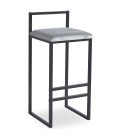 Tabouret de bar en métal noir et velours gris Andrea - 