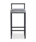 Tabouret de bar en métal noir et velours gris Andrea - 