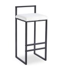 Tabouret de bar en métal noir et tissu bouclette crème Andrea - 