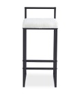 Tabouret de bar en métal noir et tissu bouclette crème Andrea - 