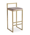 Tabouret de bar en métal doré et velours taupe Andrea - 