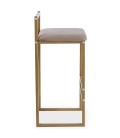 Tabouret de bar en métal doré et velours taupe Andrea - 