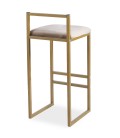 Tabouret de bar en métal doré et velours taupe Andrea - 