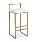 Tabouret de bar en métal doré et tissu bouclette crème Andrea - 