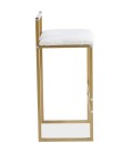 Tabouret de bar en métal doré et tissu bouclette crème Andrea - 