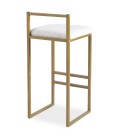 Tabouret de bar en métal doré et tissu bouclette crème Andrea - 