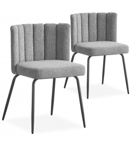 Lot de 2 chaises design tissu bouclette gris Antonio