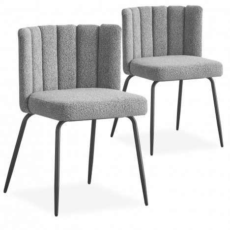 Lot de 2 chaises design tissu bouclette gris Antonio - 