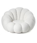 Fauteuil design coquillage tissu bouclette blanc Arielina - 