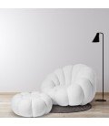 Fauteuil design coquillage tissu bouclette blanc Arielina - 