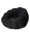 Fauteuil design coquillage tissu bouclette noir Arielina - 