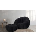 Fauteuil design coquillage tissu bouclette noir Arielina - 