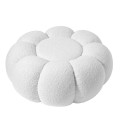 Pouf design fleur tissu bouclette blanc Arielina - 