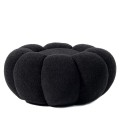 Pouf design fleur tissu bouclette noir Arielina - 