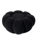 Pouf design fleur tissu bouclette noir Arielina - 