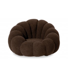 Fauteuil design coquillage tissu bouclette marron Arielina