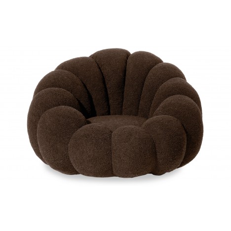 Fauteuil design coquillage tissu bouclette marron Arielina - 