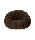 Fauteuil design coquillage tissu bouclette marron Arielina - 