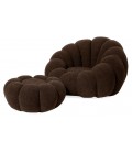 Fauteuil design coquillage tissu bouclette marron Arielina - 