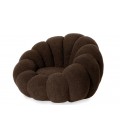 Fauteuil design coquillage tissu bouclette marron Arielina - 