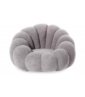 Fauteuil design coquillage tissu bouclette gris Arielina