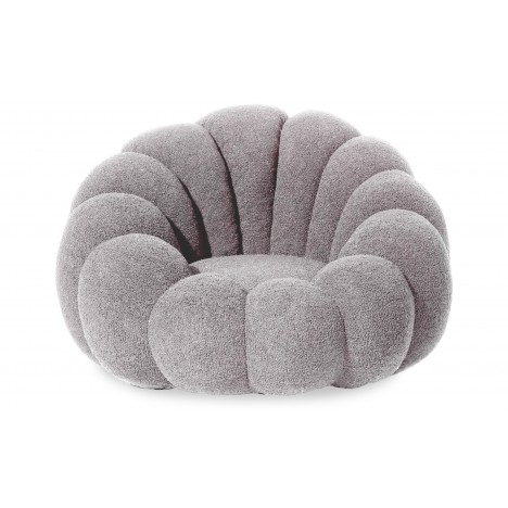 Fauteuil design coquillage tissu bouclette gris Arielina - 