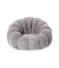 Fauteuil design coquillage tissu bouclette gris Arielina - 