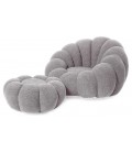 Fauteuil design coquillage tissu bouclette gris Arielina - 