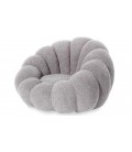 Fauteuil design coquillage tissu bouclette gris Arielina - 