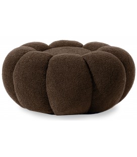 Pouf design fleur tissu bouclette marron Arielina