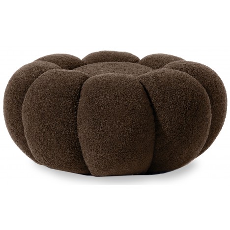 Pouf design fleur tissu bouclette marron Arielina - 