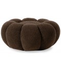 Pouf design fleur tissu bouclette marron Arielina - 