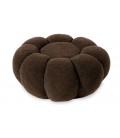 Pouf design fleur tissu bouclette marron Arielina - 