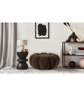 Pouf design fleur tissu bouclette marron Arielina - 