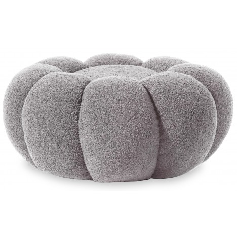 Pouf design fleur tissu bouclette gris Arielina - 