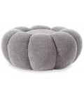 Pouf design fleur tissu bouclette gris Arielina - 