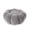 Pouf design fleur tissu bouclette gris Arielina - 