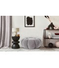 Pouf design fleur tissu bouclette gris Arielina - 