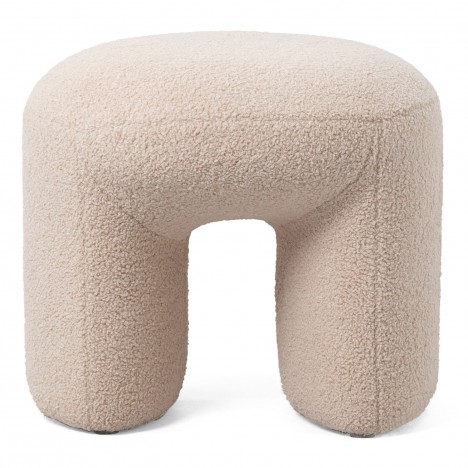 Pouf tendance l46cm tissu bouclette beige Armania - 